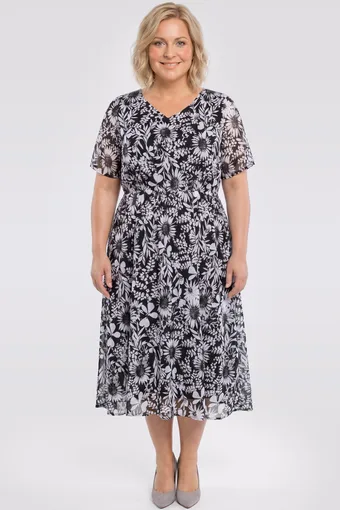 Rochie albastră cu frunze