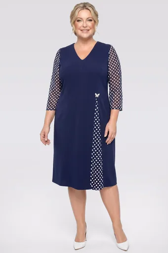 copie a Rochie bleumarin cu mâneci din șifon și un model mic