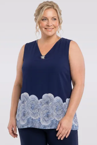 copie a copie a copie a Bluză bleumarin cu cardigan de dantelă și nasturi aurii