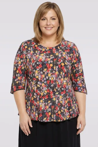 Bluză bleumarin cu model tropical