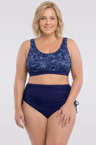 costum de baie de baie bleumarin cu imprimeuri albe