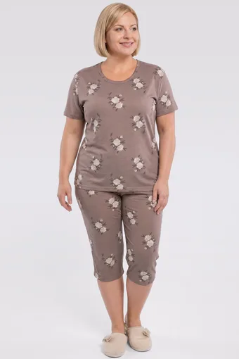 pijama roz deschis cu pantaloni cu imprimeu leopard