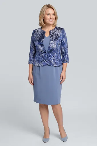 Costum albastru cu model bleumarin și argintiu