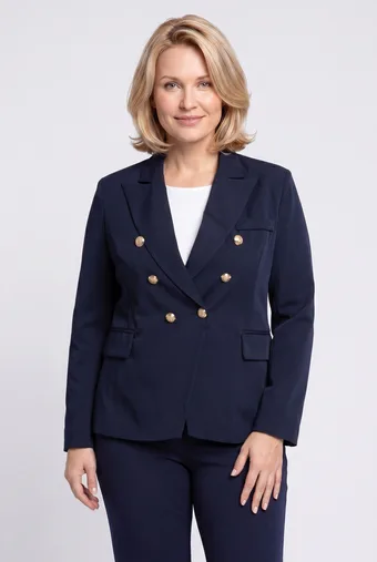 sacou bleumarin cu două rânduri de nasturi