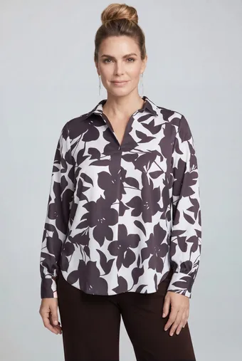 Bluză albă cu model grafit