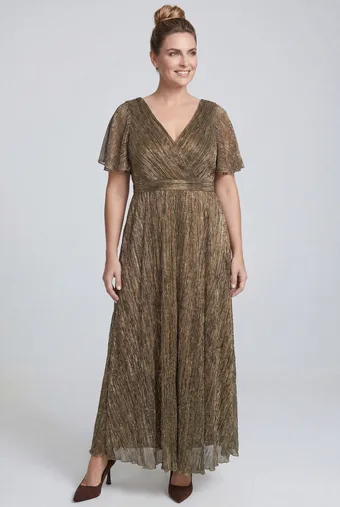 Rochie kaki cu curele aurii
