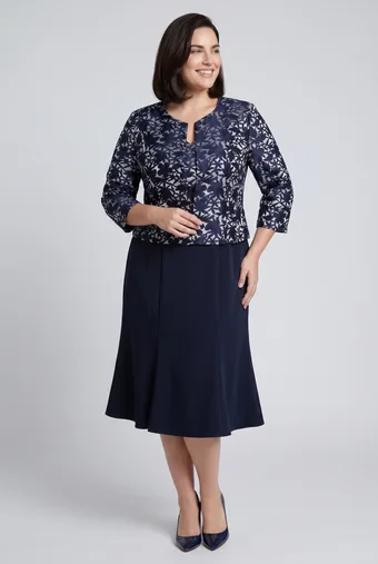 Costum bleumarin cu model floral