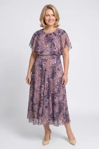 Rochie cu frunze violete