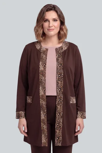 Cardigan maro cu imprimeu leopard