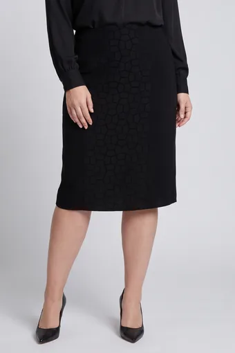 Fustă neagră cu model mozaic în relief