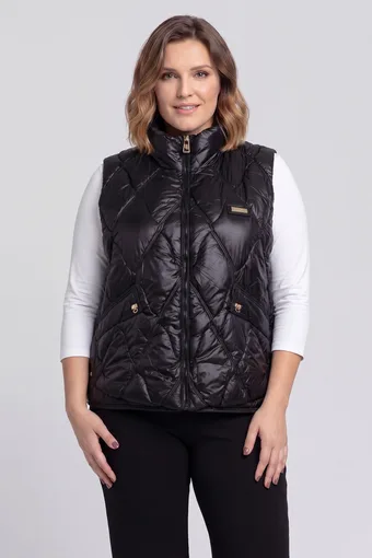 vestă matlasată cu model de romb negru