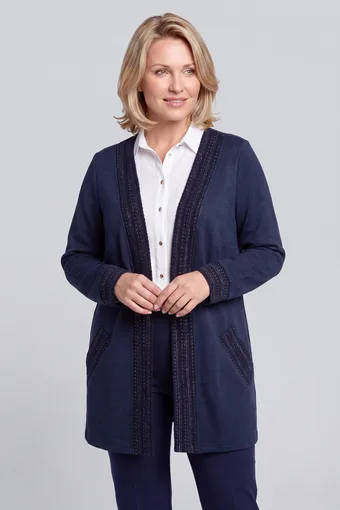 cardigan bleumarin cu garnitură strălucitoare