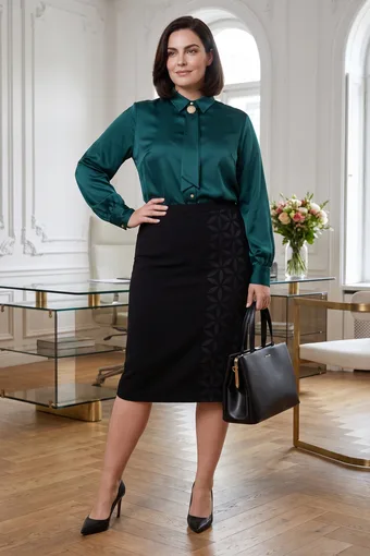cămașă din satin verde închis cu cravată