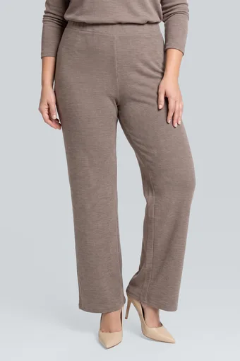 Pantaloni bej cu nervuri și talie elastică