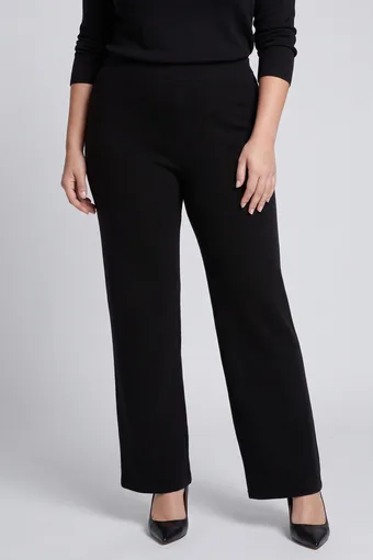 Pantaloni negri cu nervuri și talie elastică