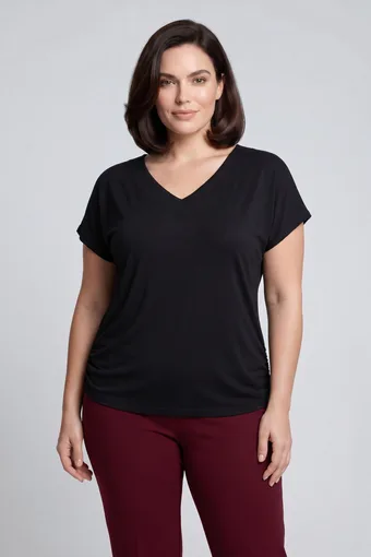 Bluză neagră cu volane modelatoare