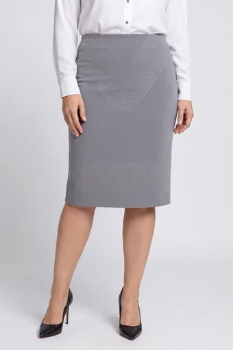 Fustă gri deschis cu modele geometrice texturate