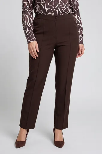 pantaloni eleganți maro închis cu cute